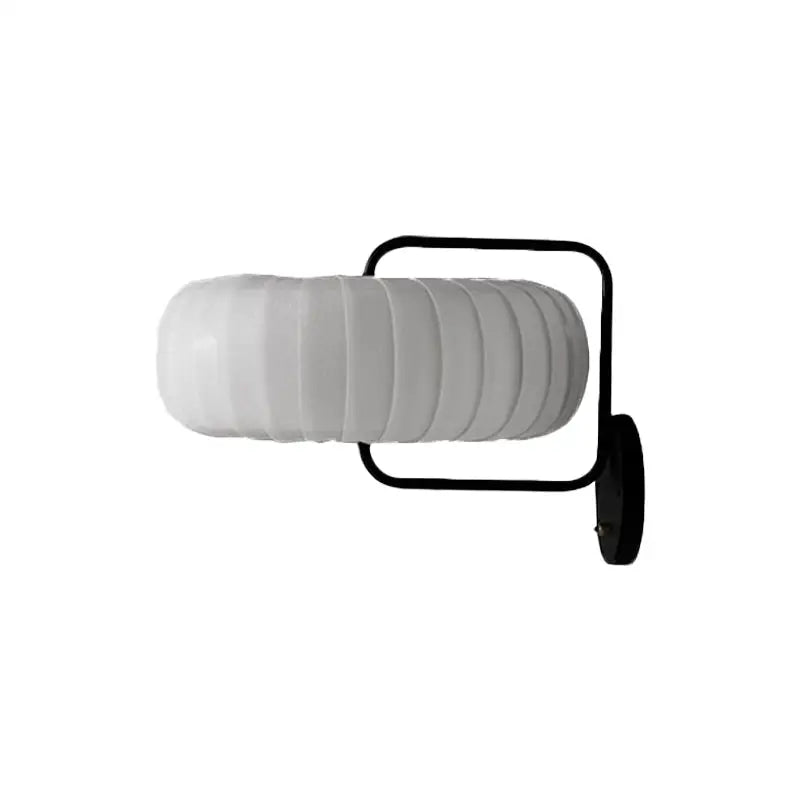 Modern black & white gathered fabric pumpkin wall sconce bedroom light