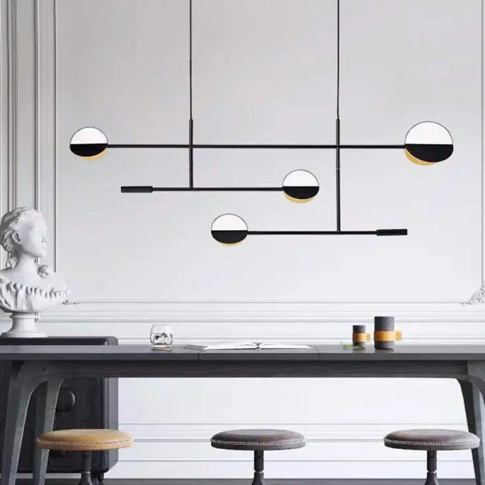 Modern black & white geometric pendant light fixture kitchen island