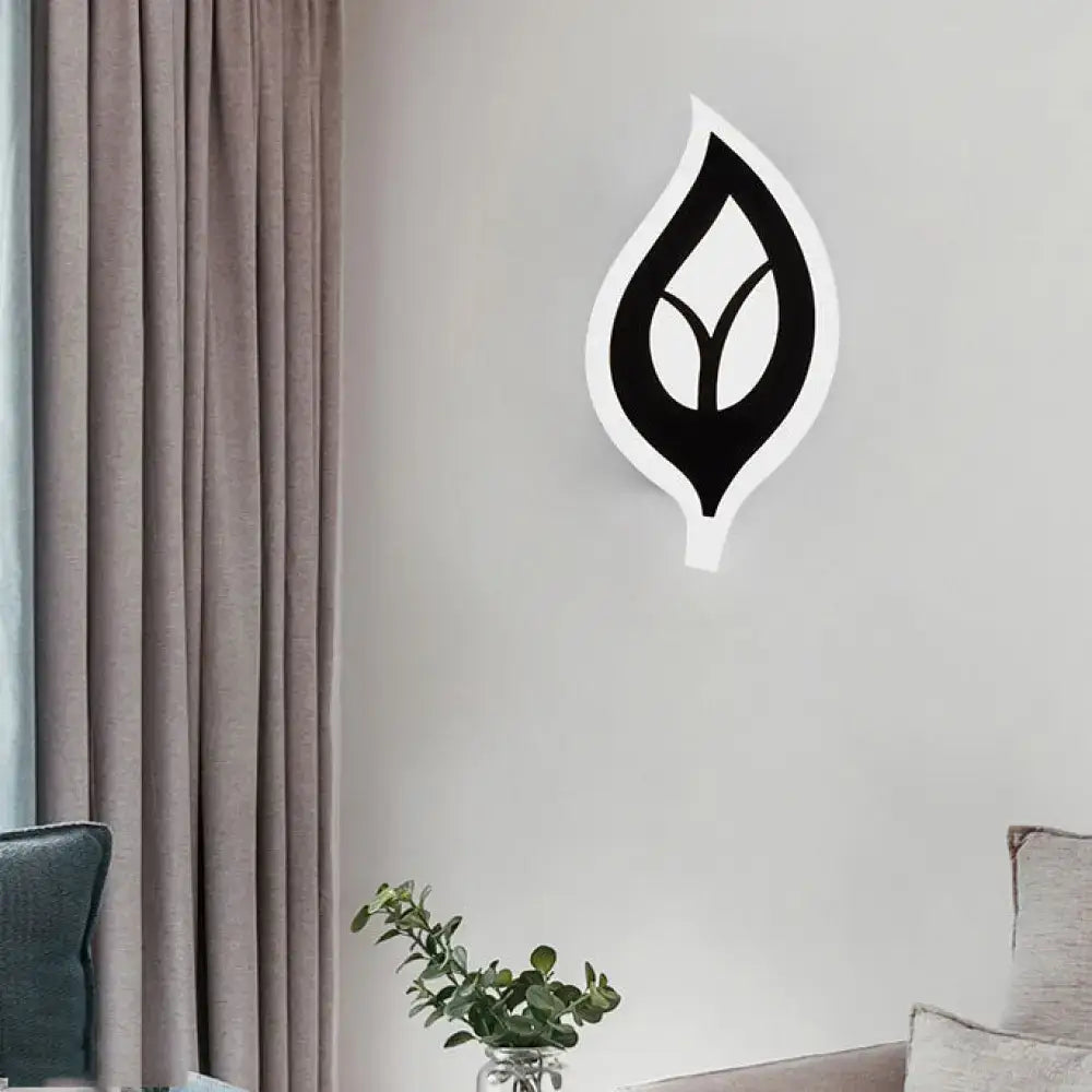 Modern black & white leaf sconce light bedroom wall lamp