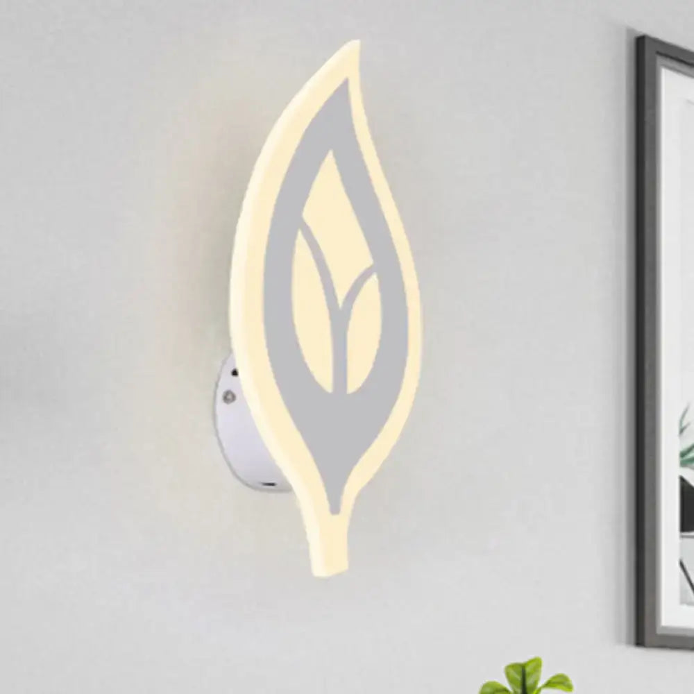 Modern black & white leaf sconce light bedroom wall lamp