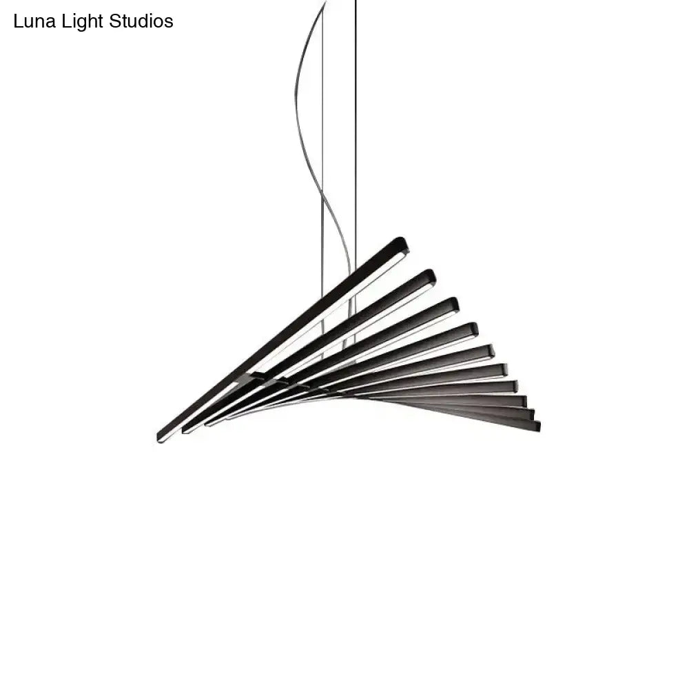 Modern led chandelier lighting by DecorBites™ featuring sleek black pendant light with angular fan-like led strips