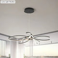 Modern black and white led floral chandelier with sleek curved arms designed for living room light type and fixture width