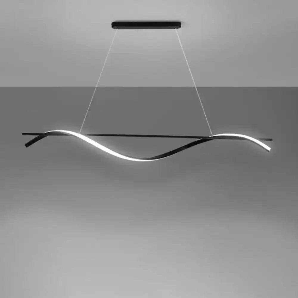 Modern black & white led hanging lamp – dining room simplicity curved