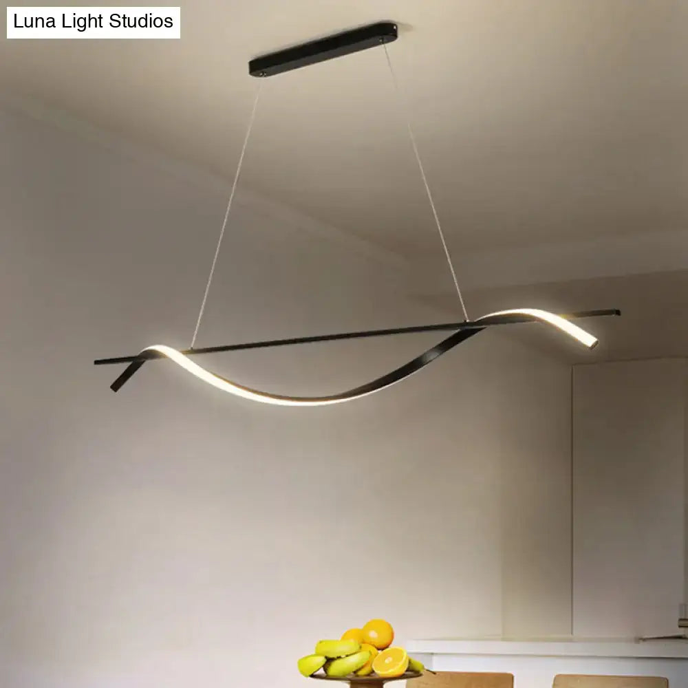 Modern black & white led hanging lamp – dining room simplicity curved