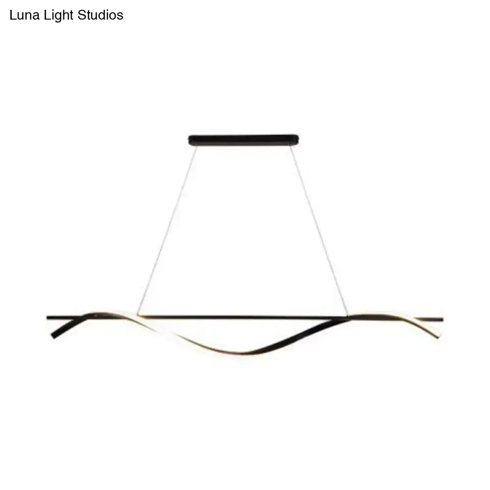 Modern black & white led hanging lamp – dining room simplicity curved