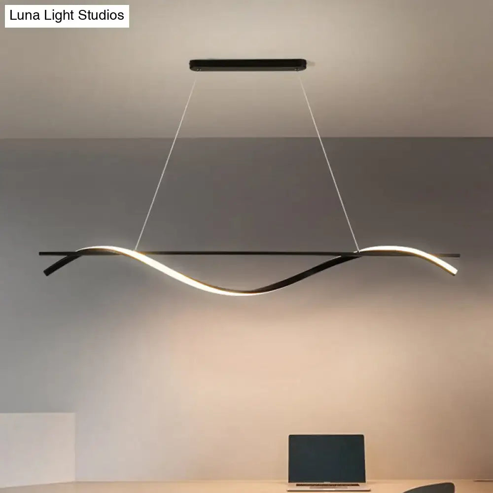 Modern black & white led hanging lamp – dining room simplicity curved