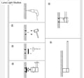 Black and white line drawing of wall-mounted drill bit with cord in indoor lighting installation for led metal wall sconce