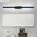 Modern black rectangular led bathroom light fixture with sleek design for vanity use and maximum bulb wattage efficiency