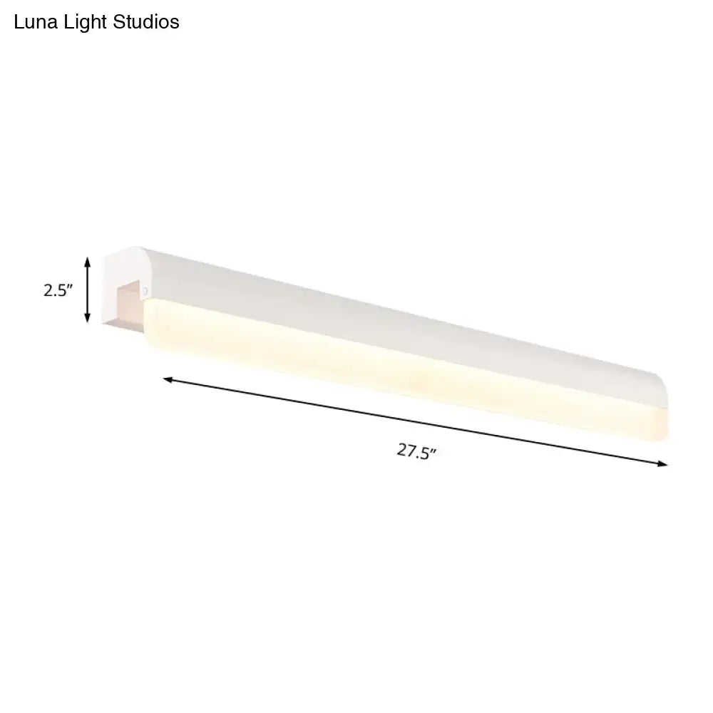 Modern black and white linear led wall light bathroom sconce with sleek white strip and warm glow finish
