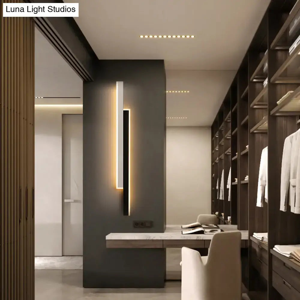 Modern black & white linear led wall light for corridor