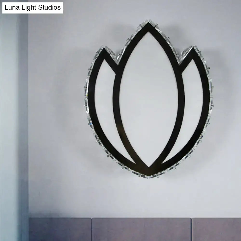 Modern black & white lotus crystal led wall sconce – bedroom light