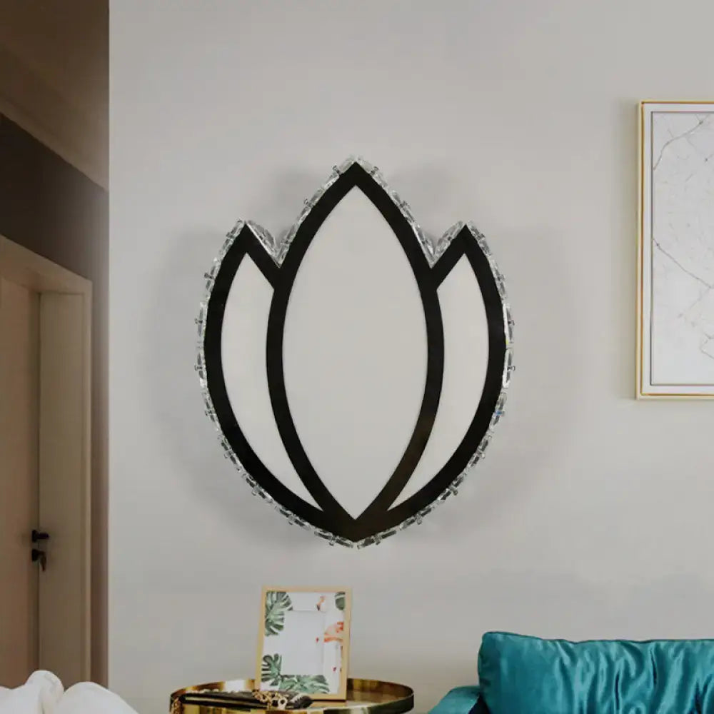Modern black & white lotus crystal led wall sconce – bedroom light