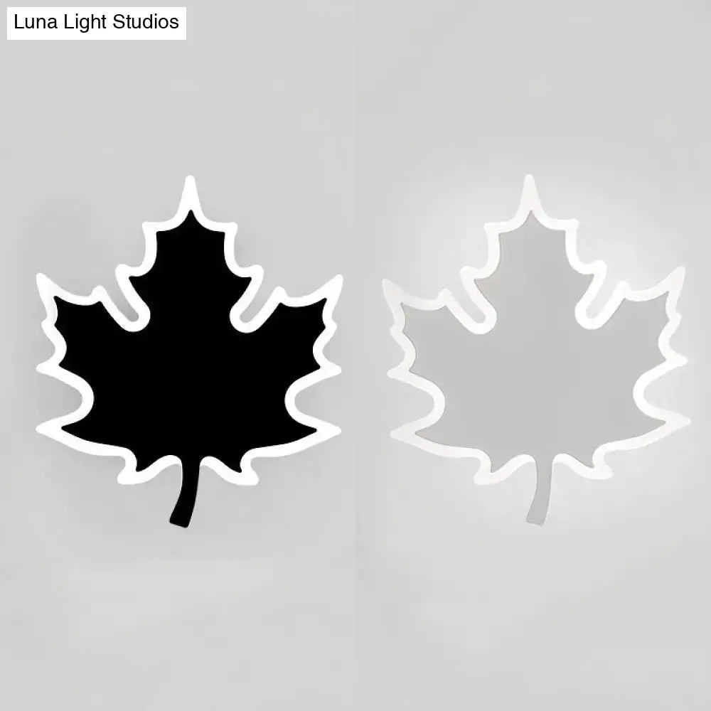 Modern black & white maple leaf sconce light bedroom wall decor