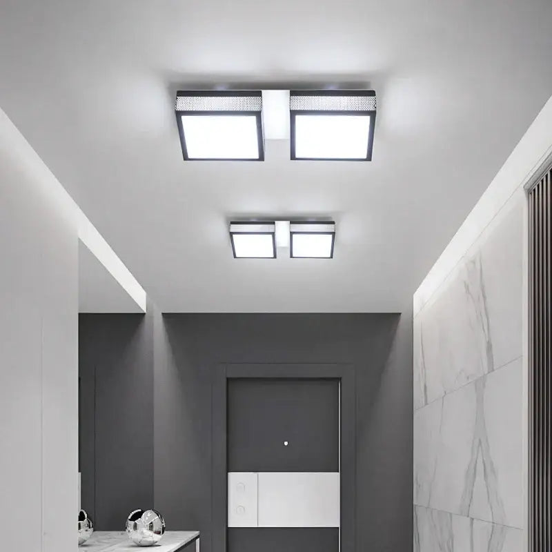 Modern black & white mesh led ceiling lights bedroom square fixture