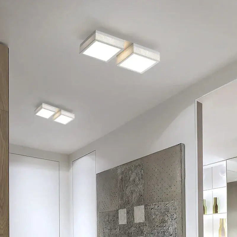 Modern black & white mesh led ceiling lights bedroom square fixture