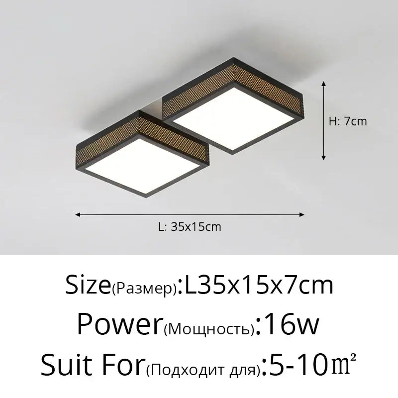 Modern black & white mesh led ceiling lights bedroom square fixture