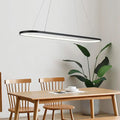 Black oval led pendant light with sleek metal design and thin wires compatible with 220v-240v and 110v-120v power
