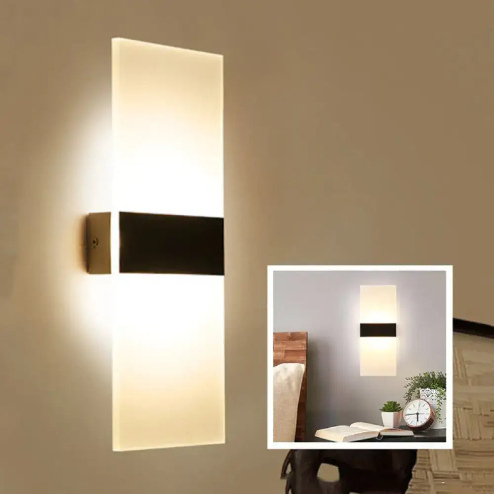 Modern black white rectangular led sconce – living room wall lamp