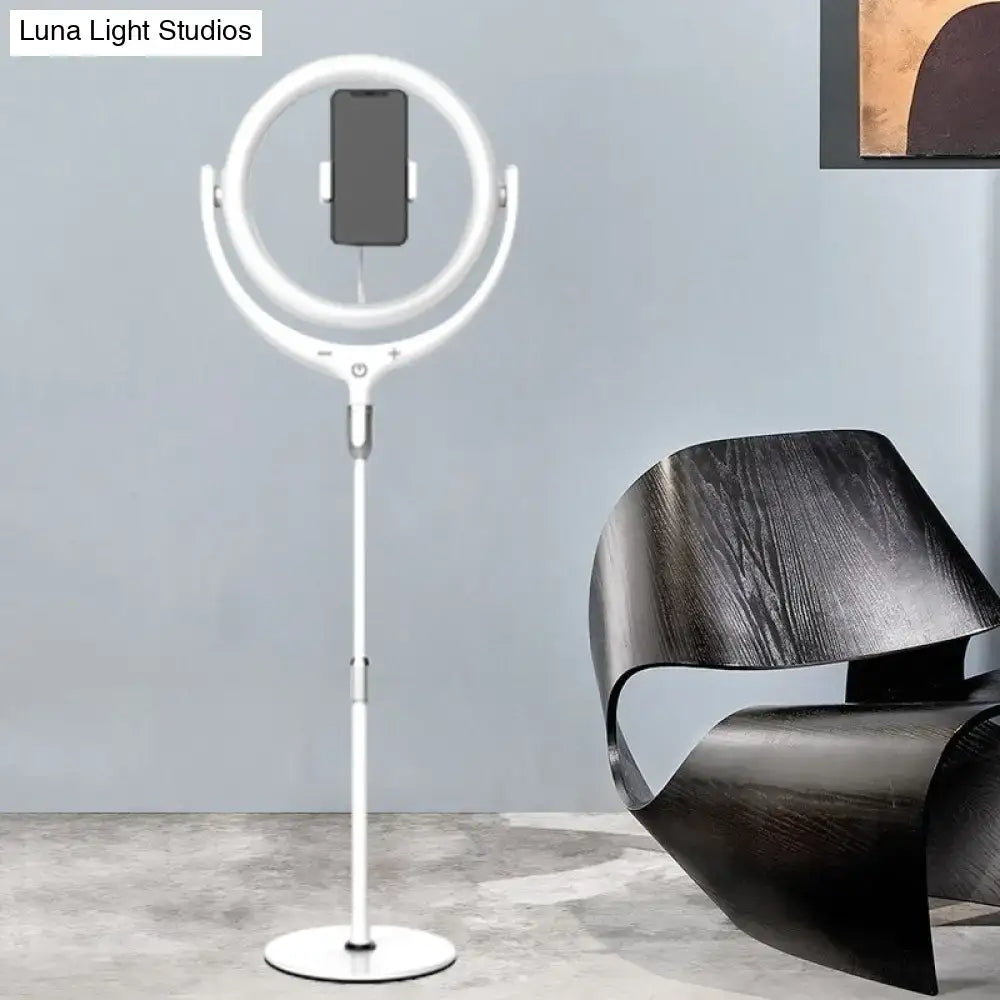 Modern black & white ring led mirror lamp bedroom phone stand