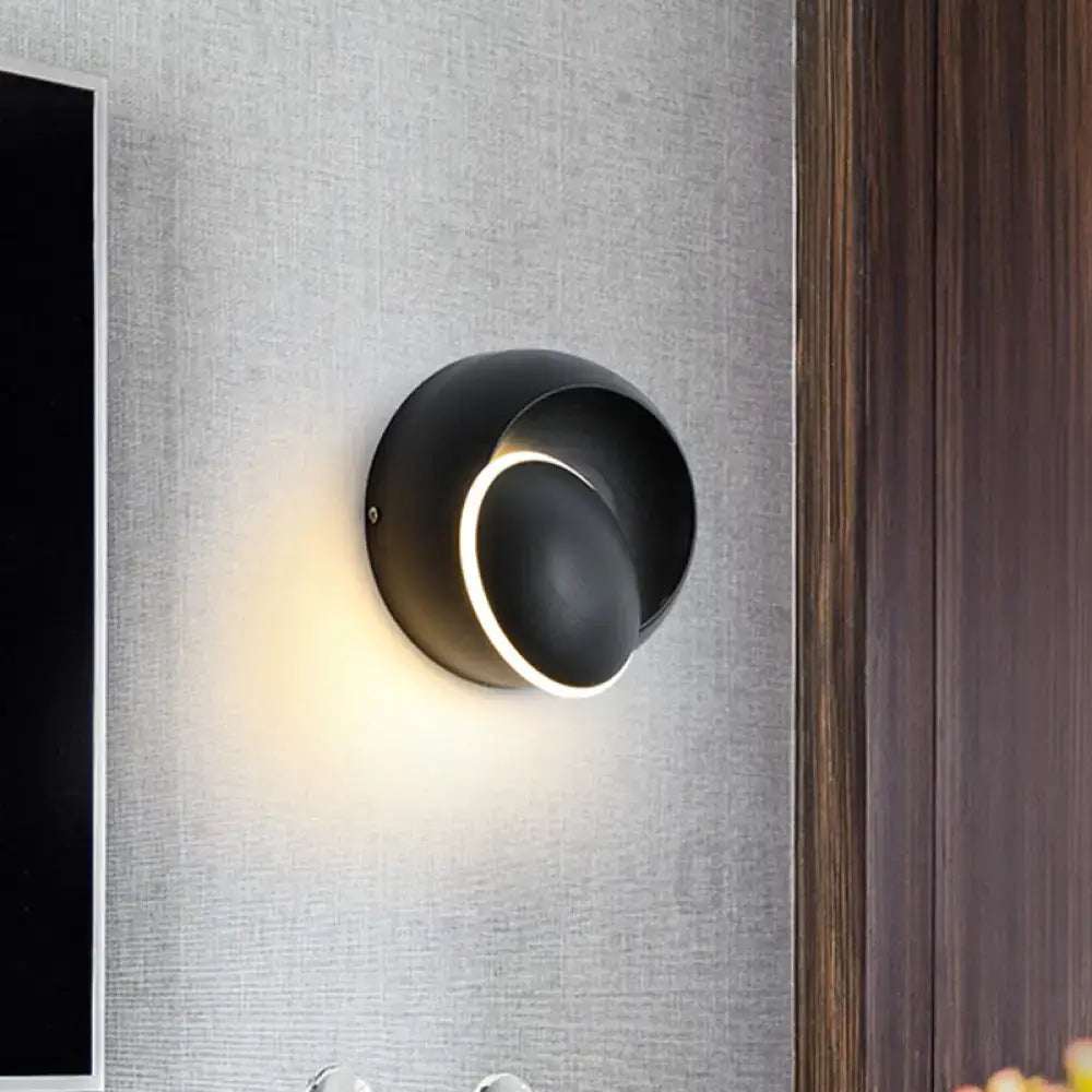 Modern black & white rotating eclipse wall lamp bedroom led sconce
