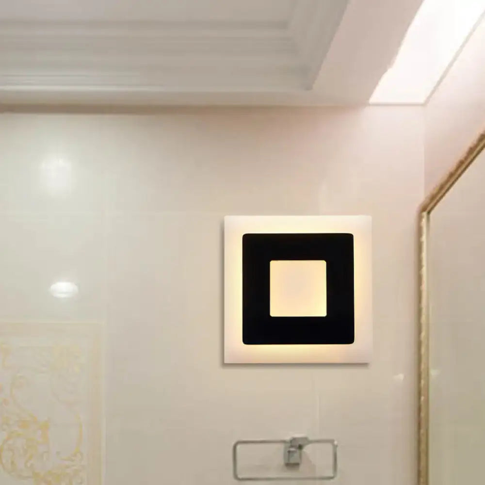 Modern black & white square wall sconce lamp – bedroom light