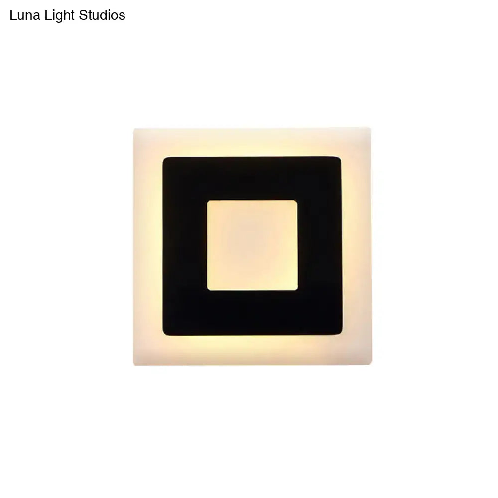 Modern black & white square wall sconce lamp – bedroom light