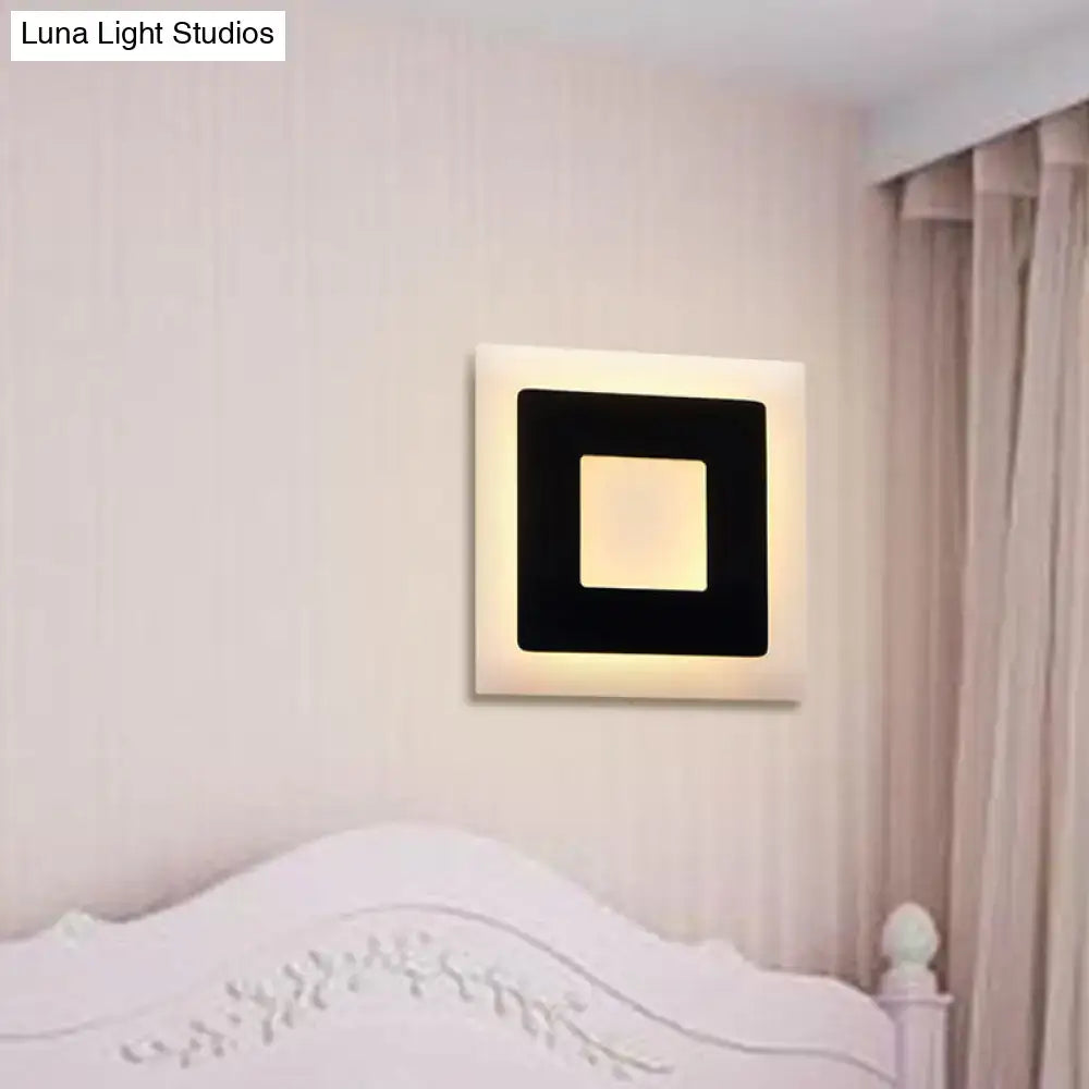 Modern black & white square wall sconce lamp – bedroom light