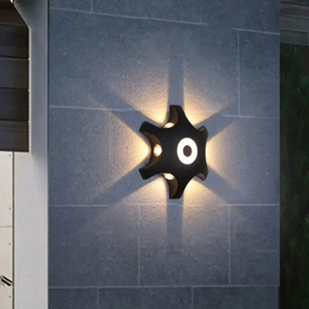 Modern black & white star led wall light bedroom warm white light