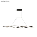 Modern black and white twisted led pendant light with sleek curved arms for kitchen island illumination
