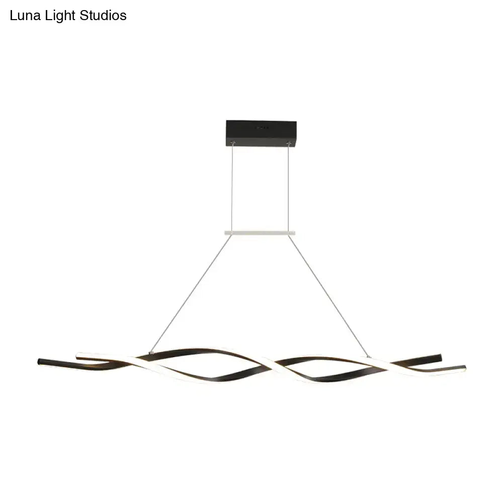 Modern black & white twisted led pendant light – kitchen island