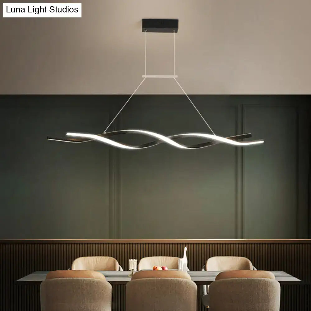 Modern black & white twisted led pendant light – kitchen island