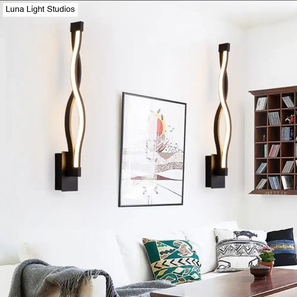 Modern black & white twisted wall light sconce – living room 110v-120v