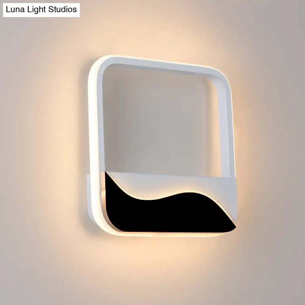 Modern black & white wave led wall light – bedroom sconce