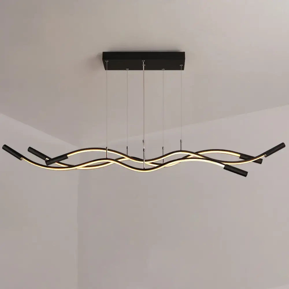 Modern black & white wave shaped pendant lamp dining room lighting