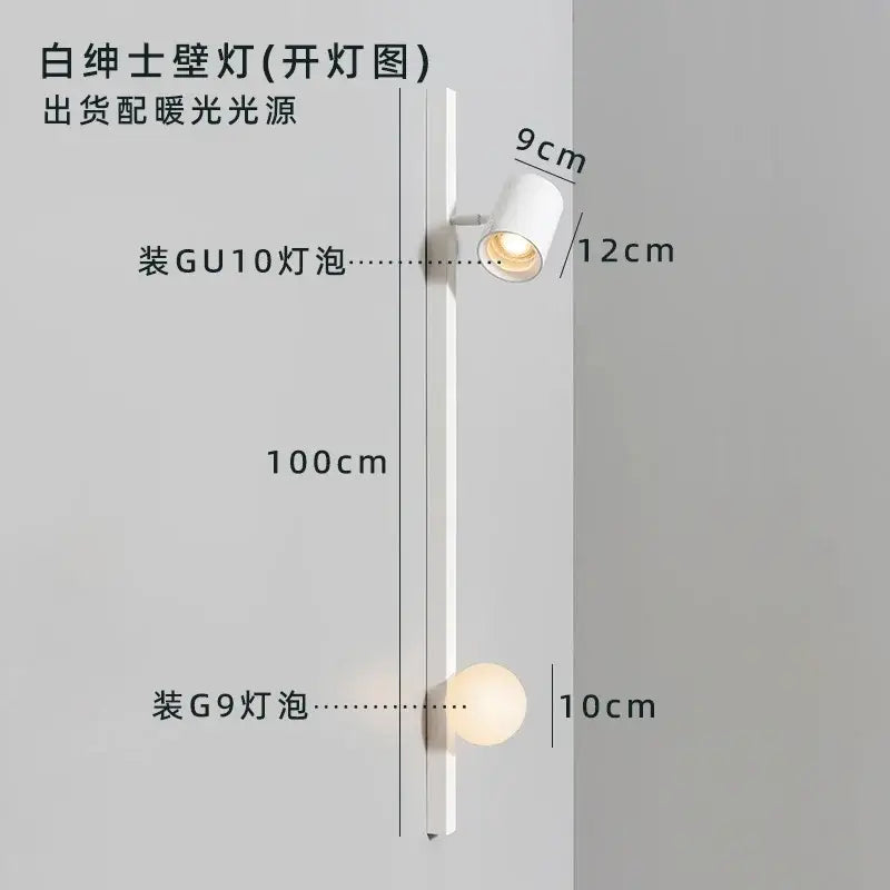 Modern black & white wooden wall lamp living room sconce