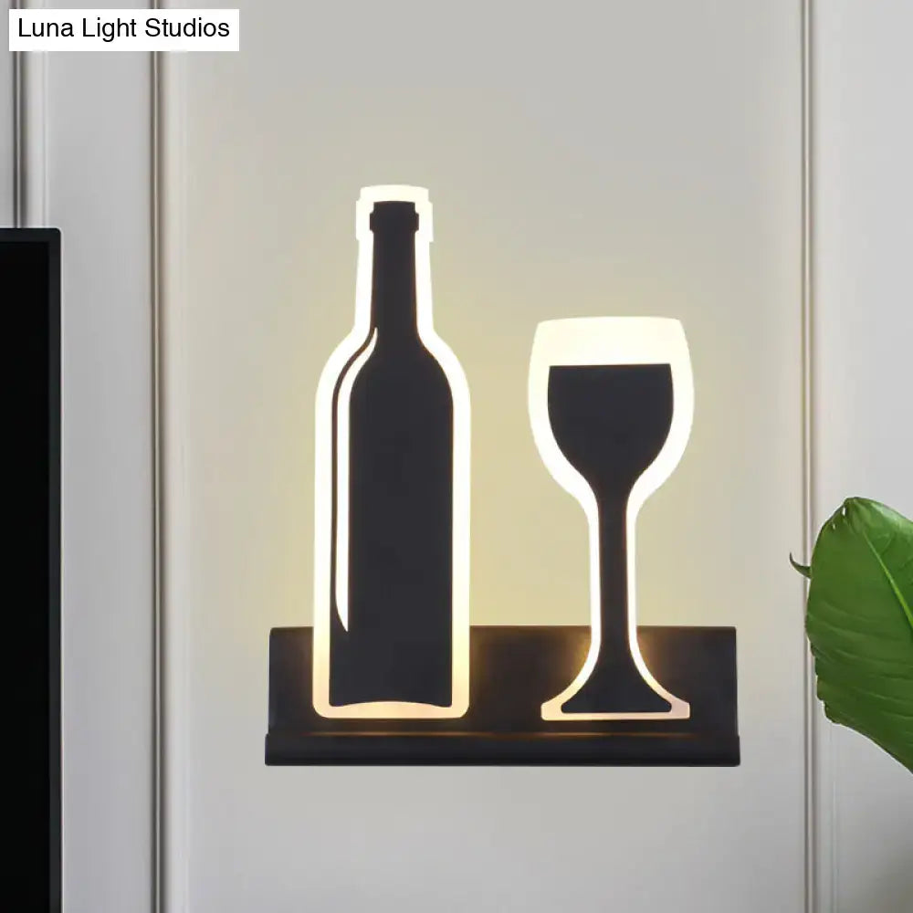 Modern black wine sconce light – dining room led wall decor