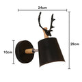 Modern black wooden wall light living room antler sconce