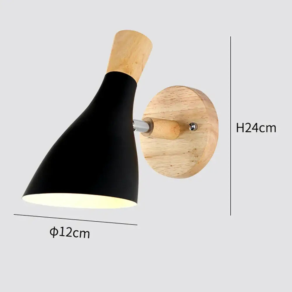 Modern black wooden wall light living room antler sconce