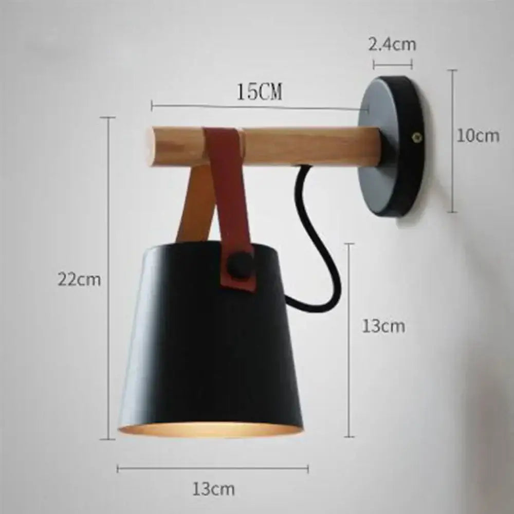 Modern black wooden wall light living room antler sconce