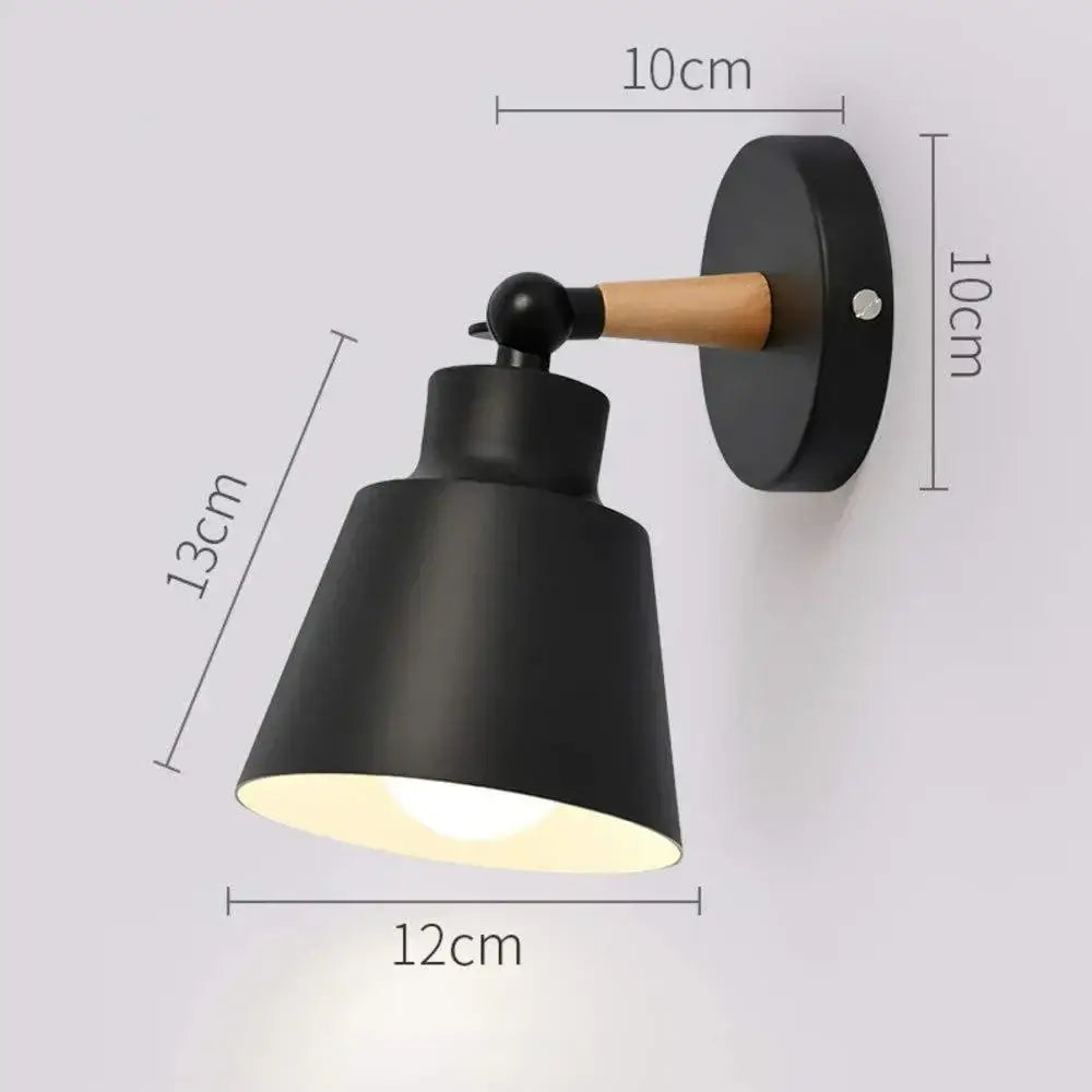 Modern black wooden wall light living room antler sconce