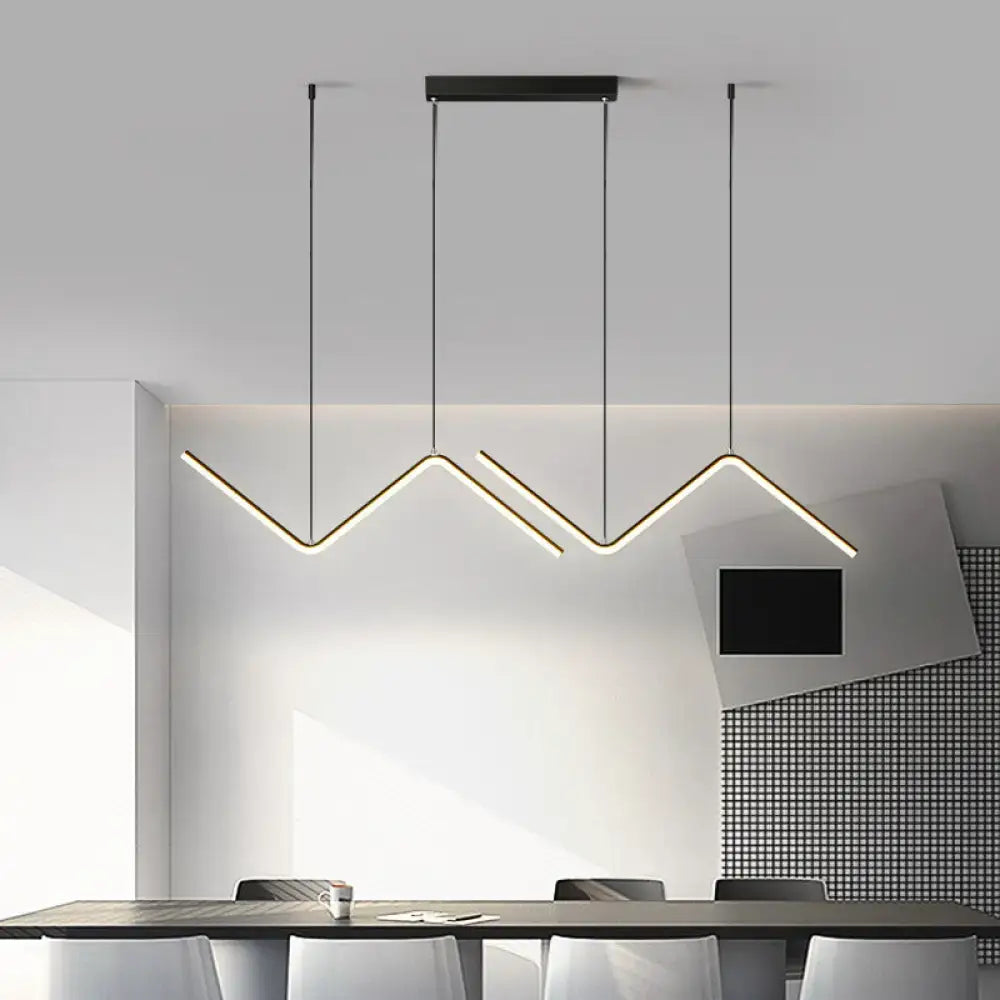 Modern black z-shaped led suspension light fixture – dining room