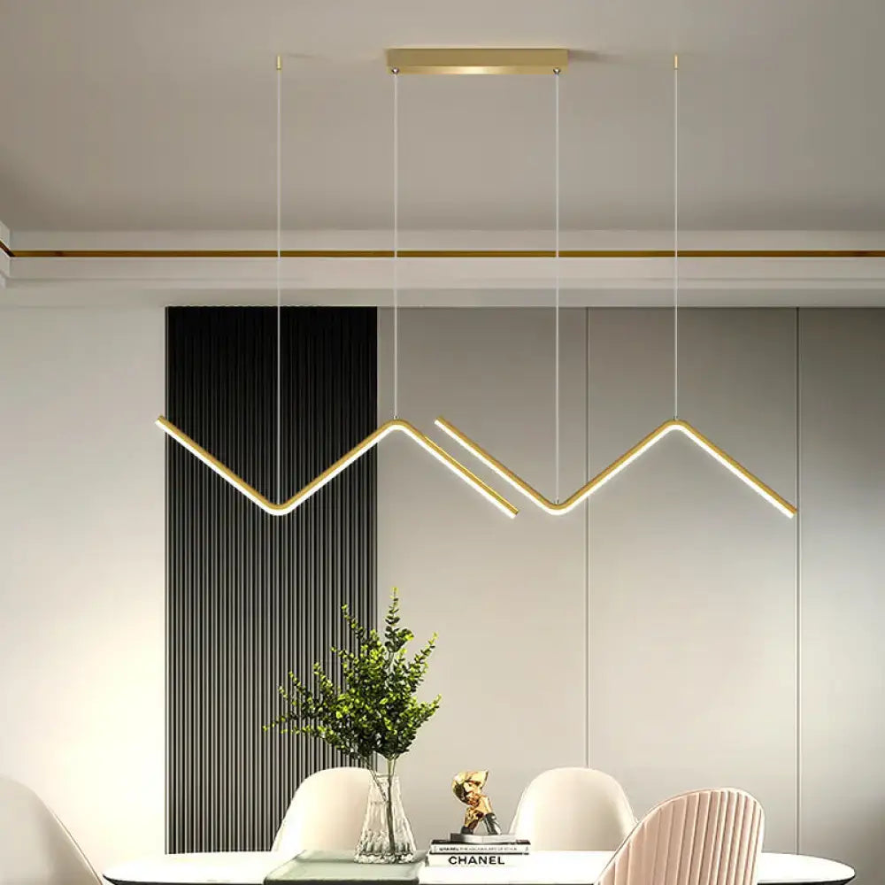 Modern black z-shaped led suspension light fixture – dining room