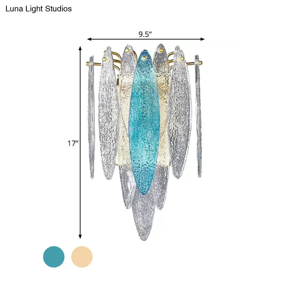 Modern blue & amber glass fish wall lamp living room led sconce