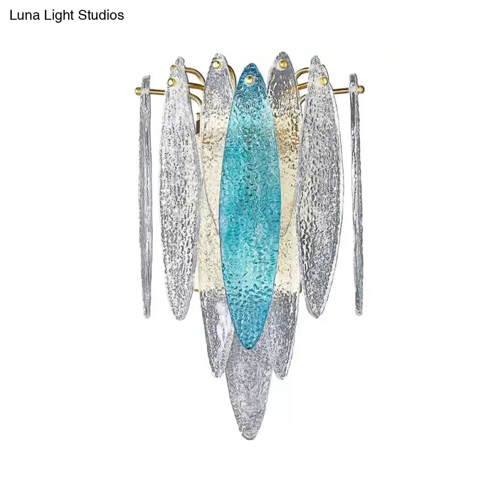 Modern blue & amber glass fish wall lamp living room led sconce