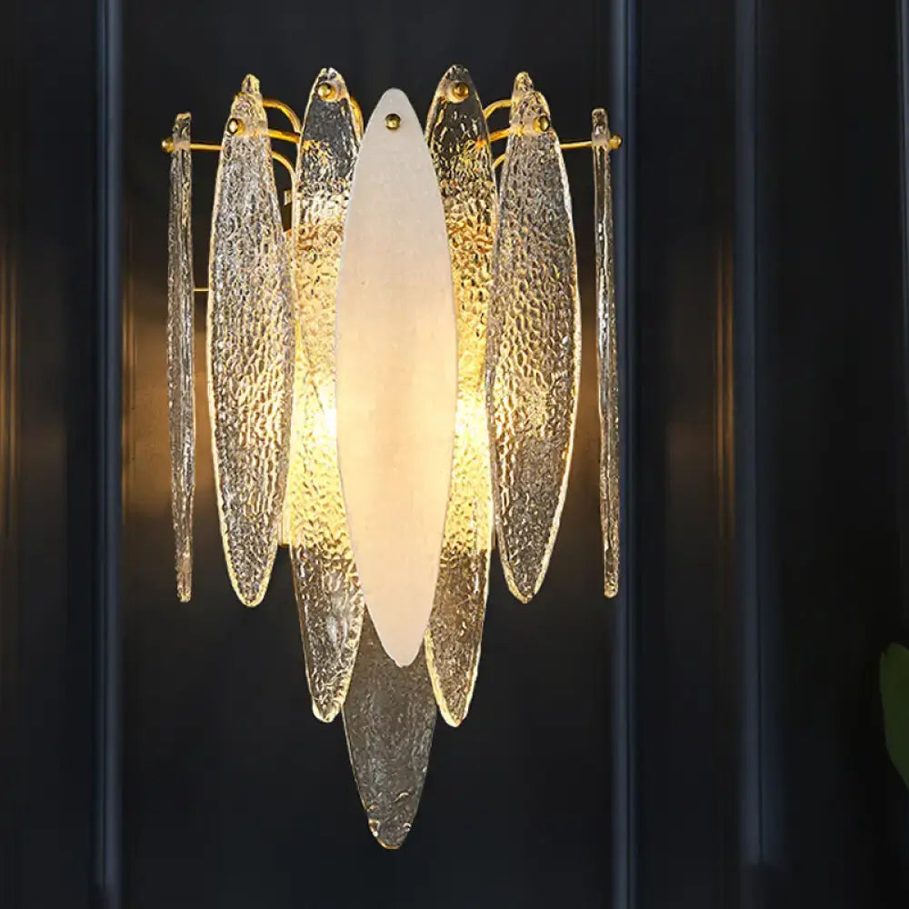 Modern blue & amber glass fish wall lamp living room led sconce
