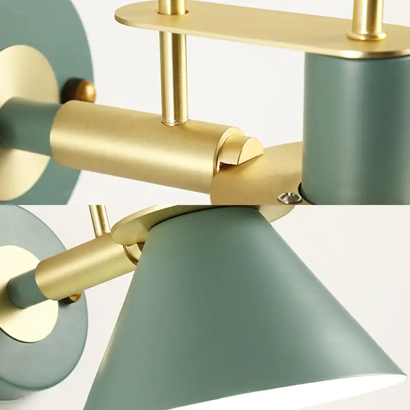 Modern blue and brass pyramid wall sconce bedroom e26 e27 light