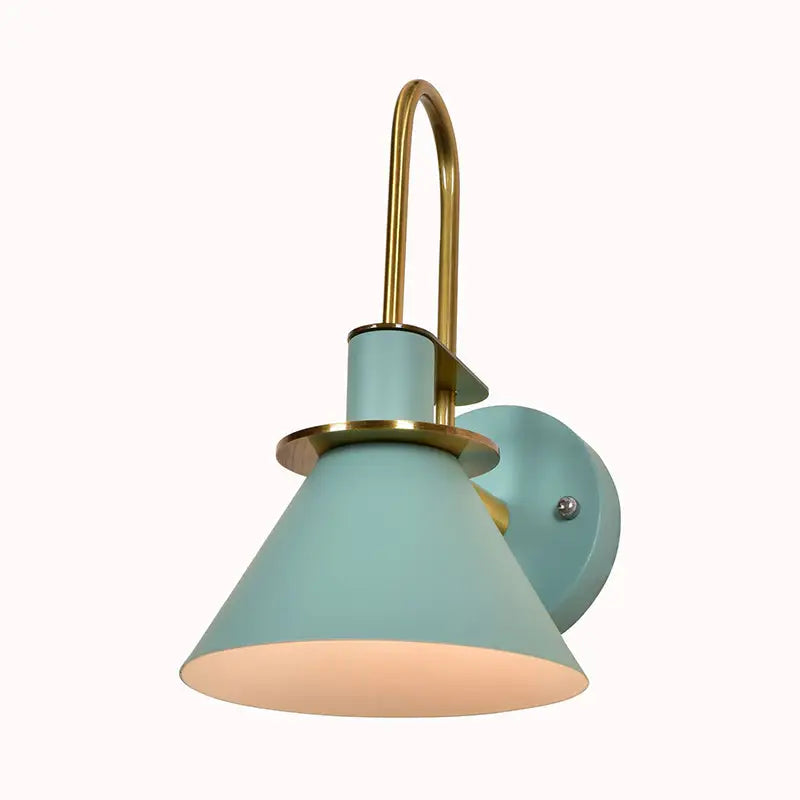 Modern blue and brass pyramid wall sconce bedroom e26 e27 light