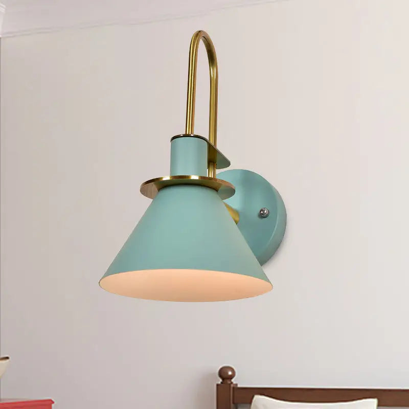 Modern blue and brass pyramid wall sconce bedroom e26 e27 light