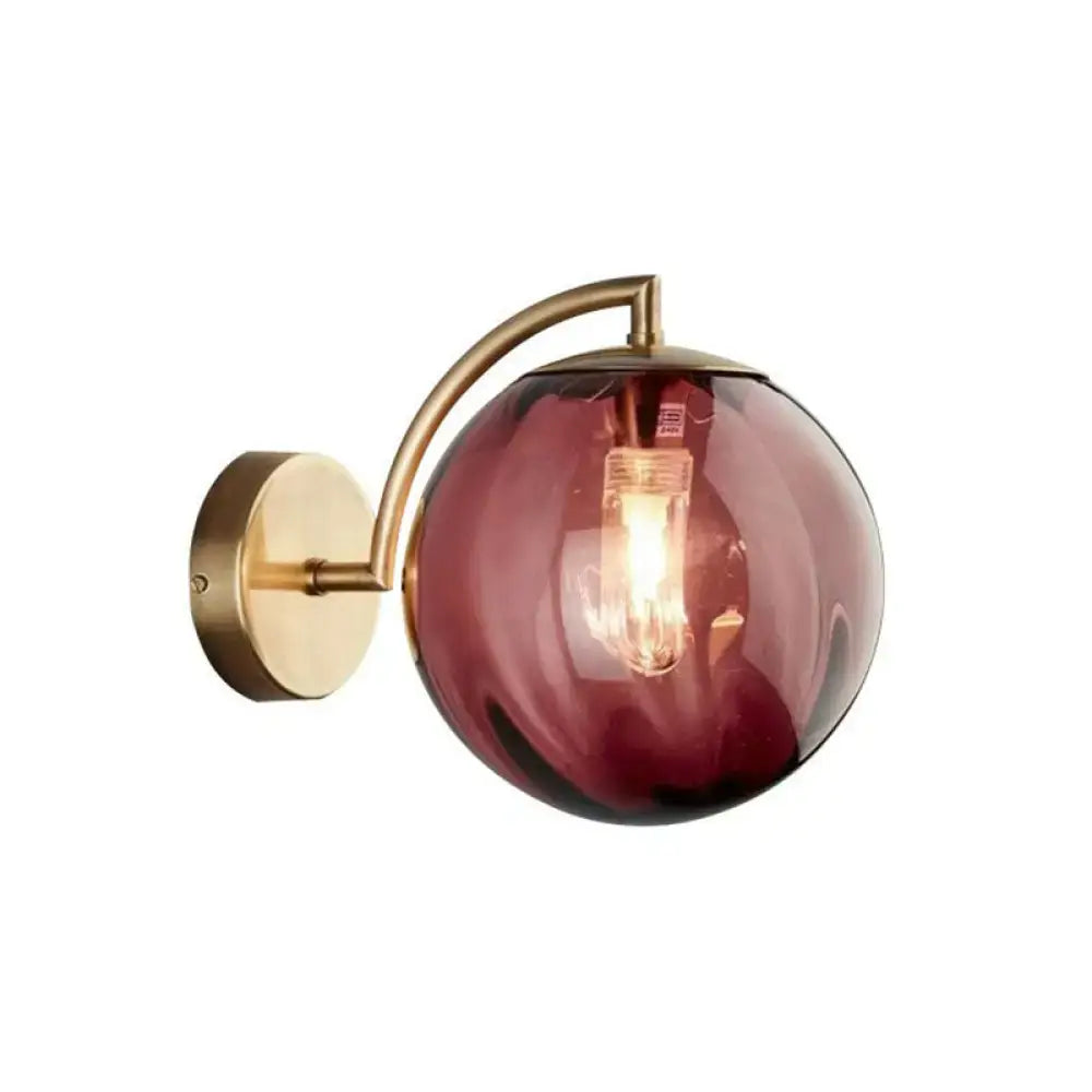 Modern blue and gold finish ribbed glass wall sconce bedroom light