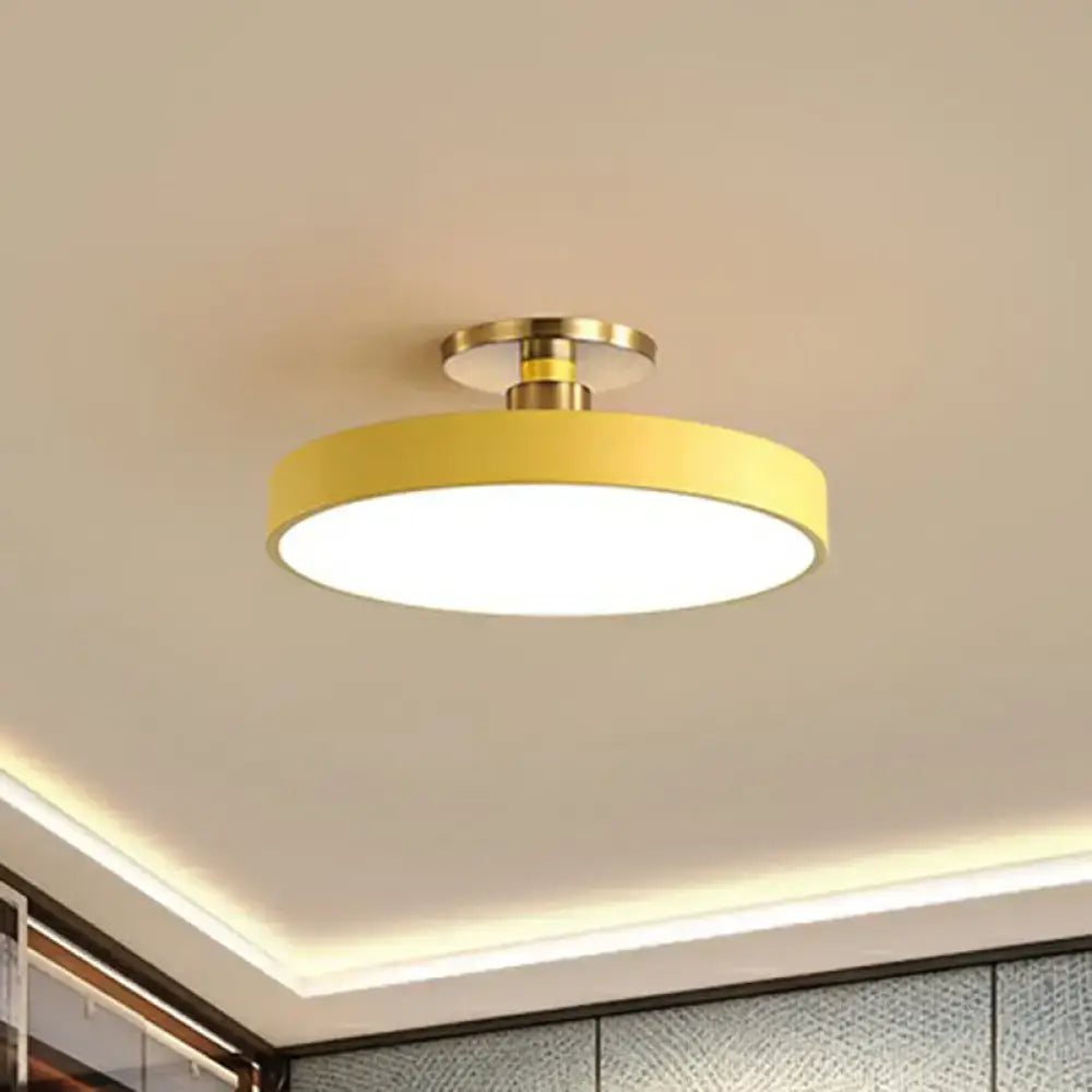 Modern blue and gold round flush mount ceiling light for bedroom